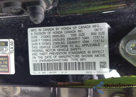 2017 Honda Cr-V Lx из США, поврежденный, VIN 2HKRW6H3XHH213365